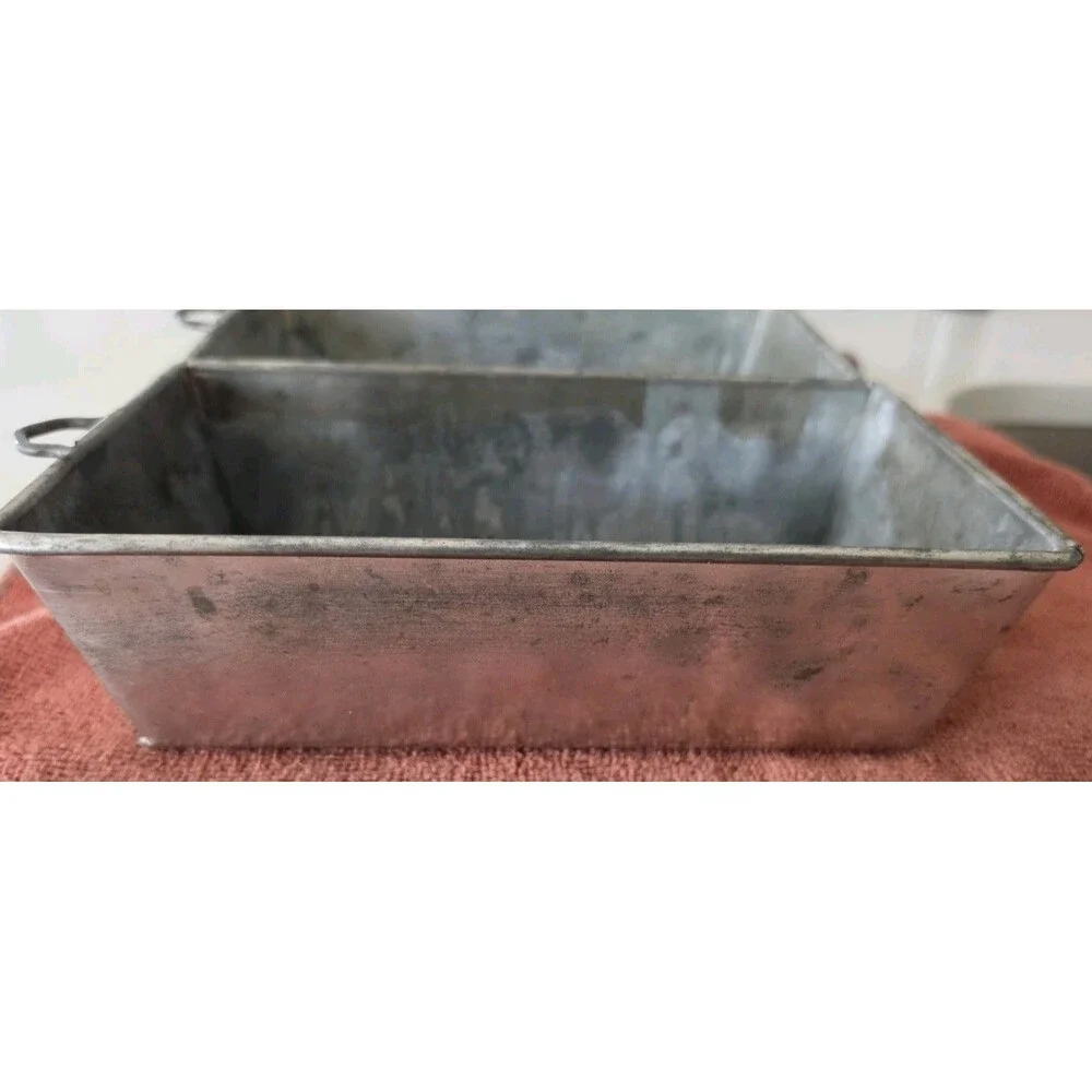Two Ekcoloy Silver Beauty Loaf Pan Rectangular Metal T7 1lb Easy Clean Silver